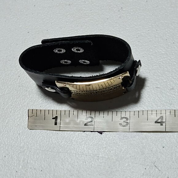 Everything Happens for a Reason Black Leather Gold Tone Wrap Bracelet Button - Picture 4 of 4